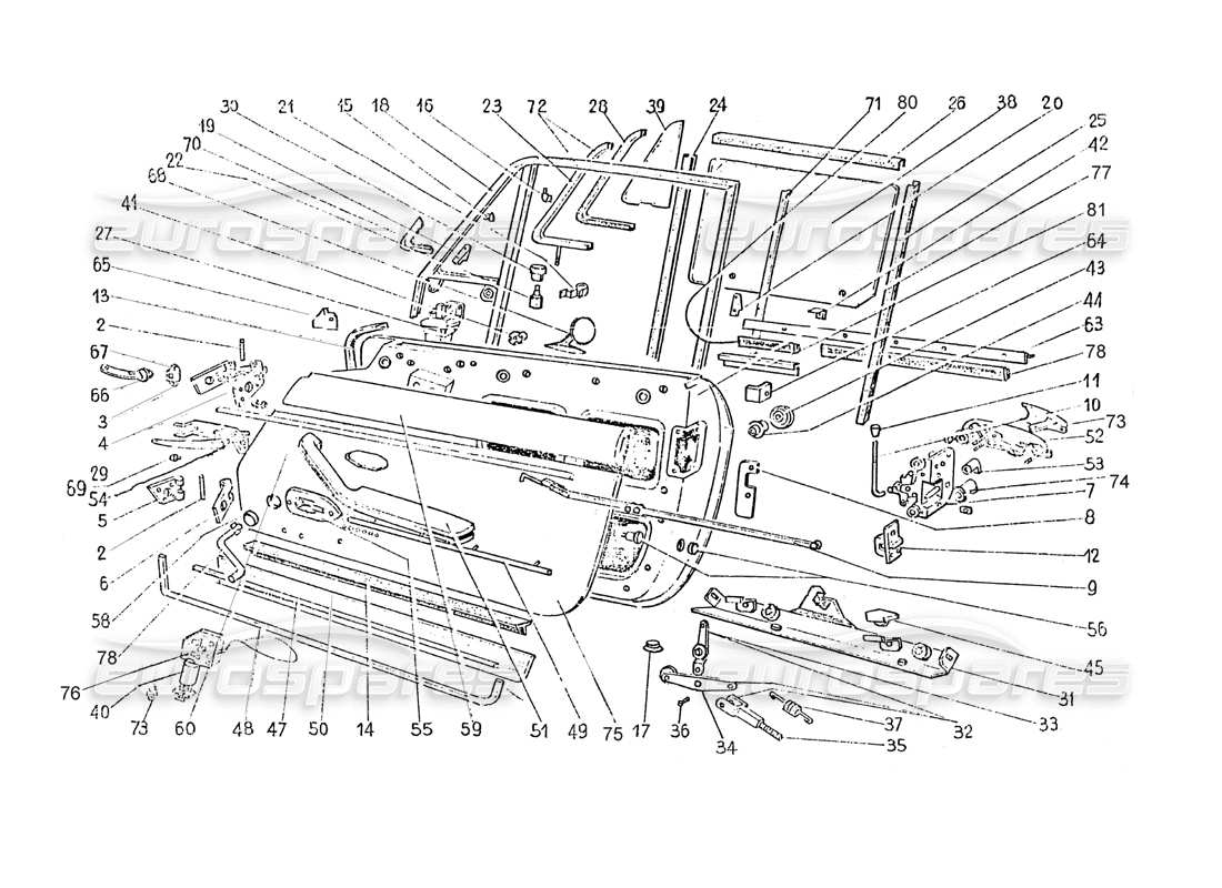 ferrari 365 gt 2+2 (coachwork) doors & trim part diagram