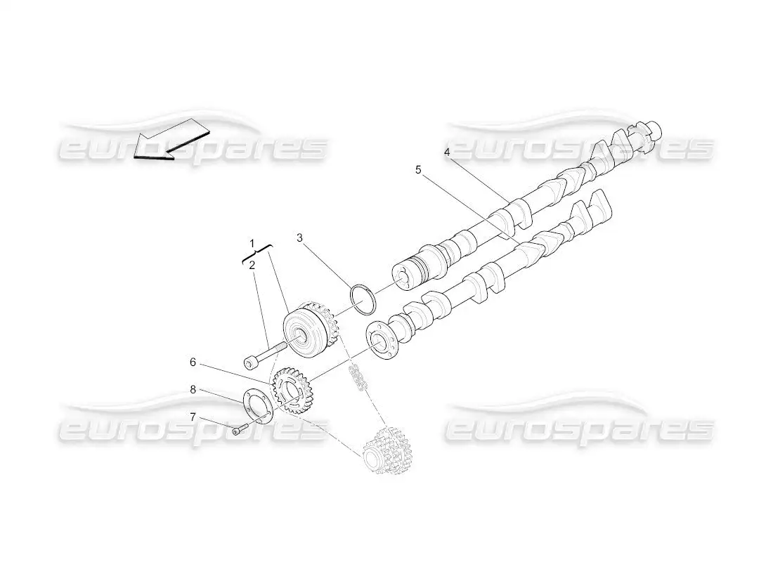 maserati qtp. (2011) 4.7 auto rh cylinder head camshafts parts diagram