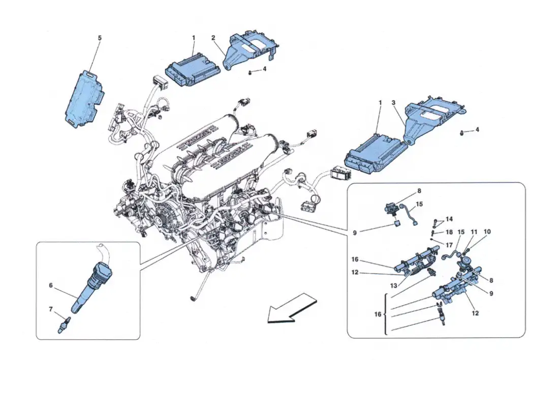 ferrari 458 challenge impianto iniezione - accensione parts diagram