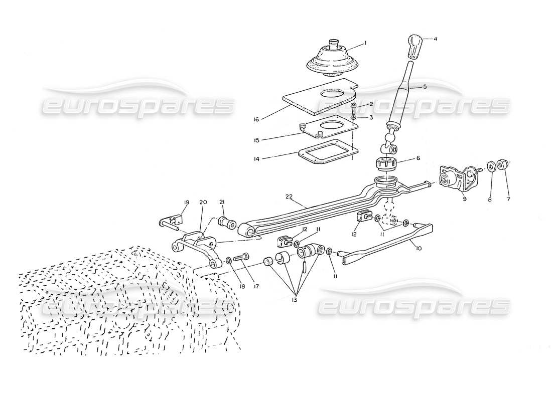 maserati ghibli 2.8 (non abs) gearbox-external controls parts diagram