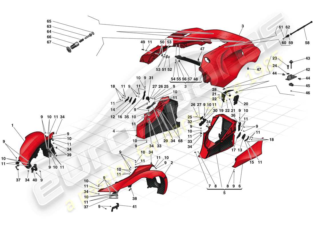 ferrari laferrari (europe) exterior trim parts diagram