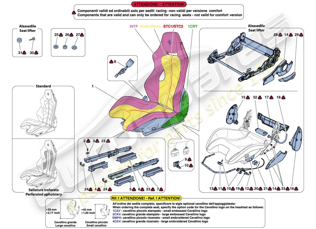 ferrari f12 berlinetta (rhd) racing seat parts diagram