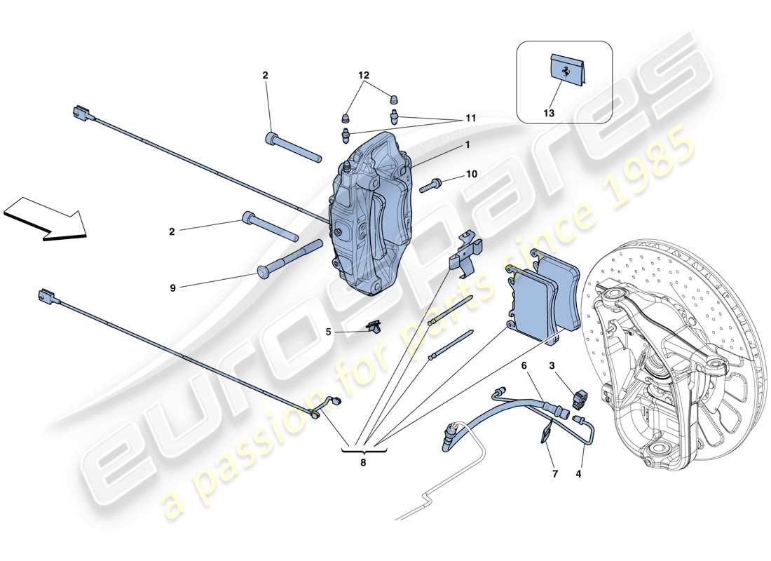 ferrari 458 spider (europe) front brake callipers part diagram