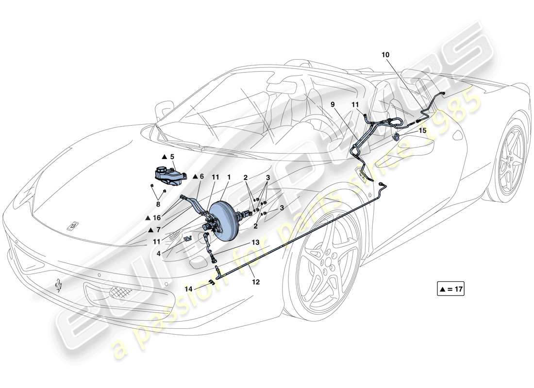 ferrari 458 spider (europe) power steering system part diagram