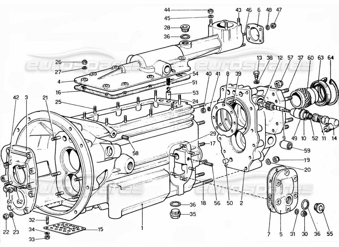 ferrari 365 gtc4 (mechanical) gearbox casing - revision parts diagram