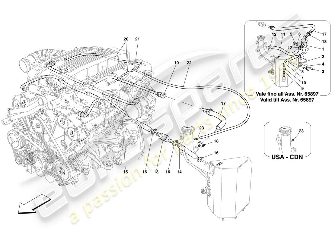 ferrari 612 scaglietti (usa) blow-by system parts diagram
