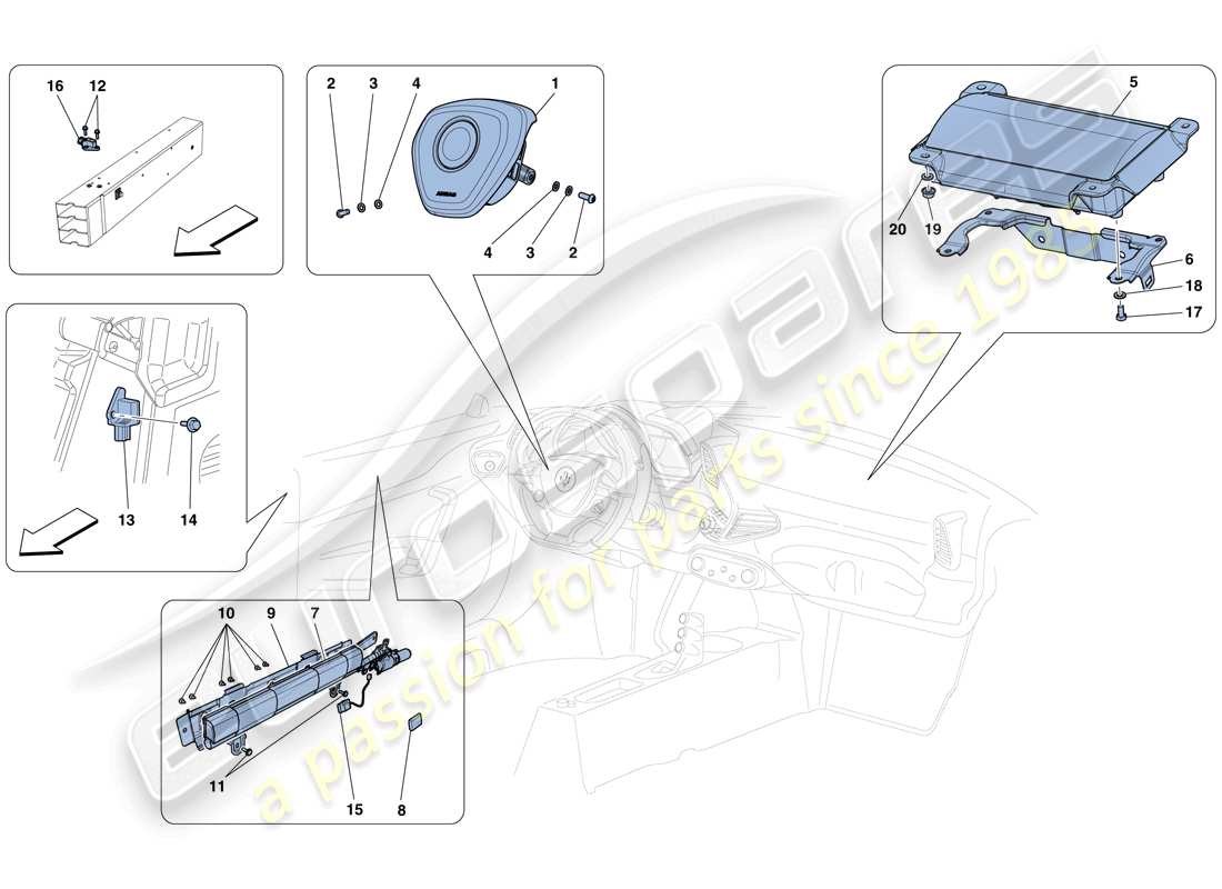 ferrari 458 speciale (usa) airbags part diagram