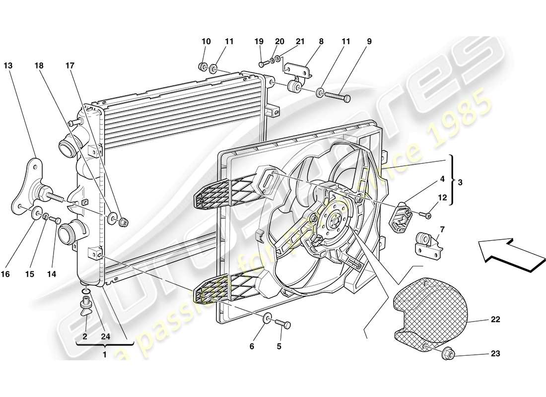 ferrari f430 coupe (rhd) cooling system radiators part diagram