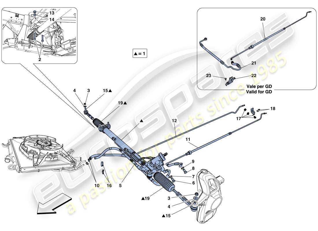 ferrari 458 spider (europe) hydraulic power steering box part diagram