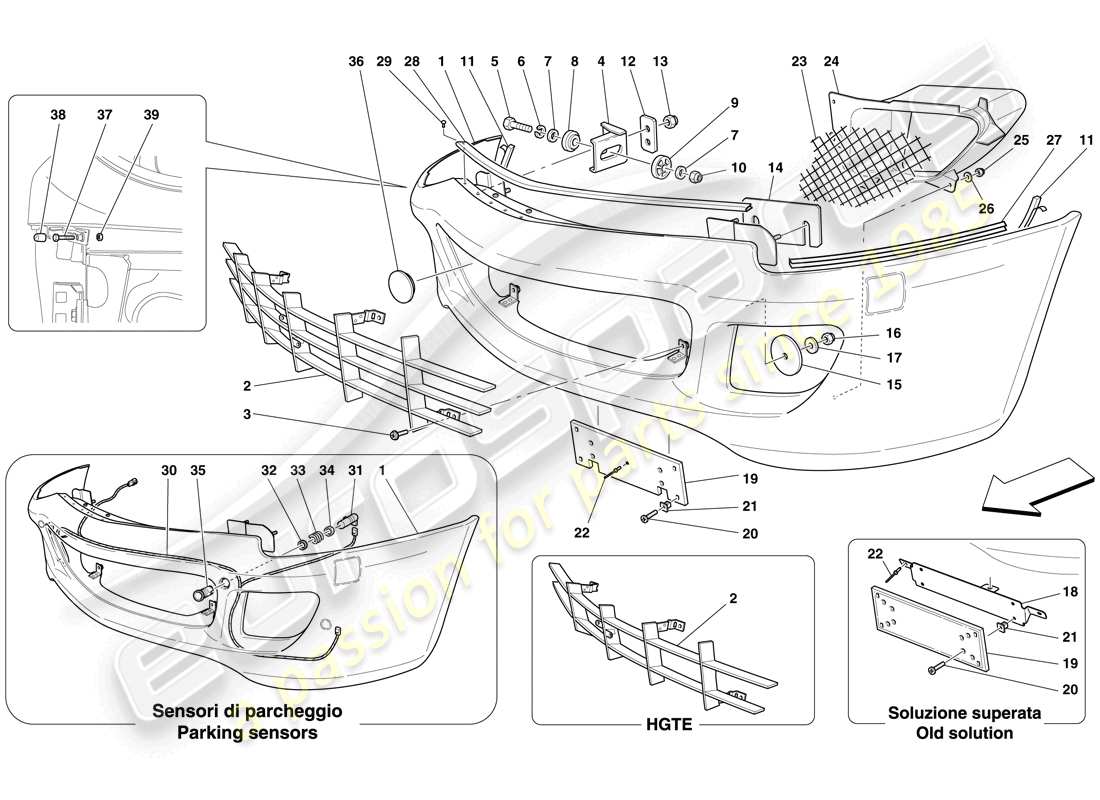 ferrari 599 gtb fiorano (europe) front bumper part diagram