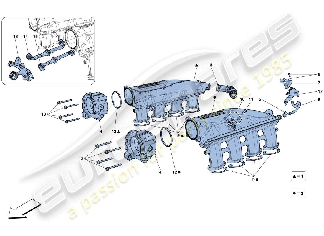 ferrari gtc4 lusso t (rhd) intake manifold parts diagram