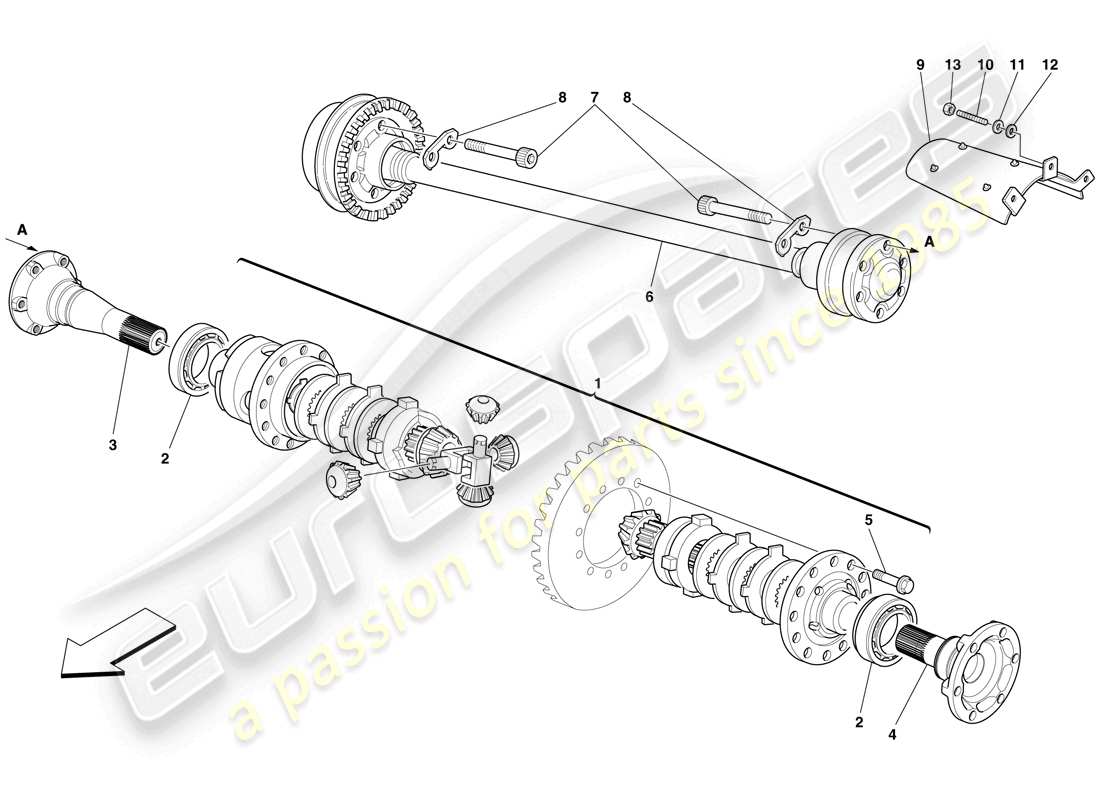 maserati mc12 differential and axle shaft parts diagram