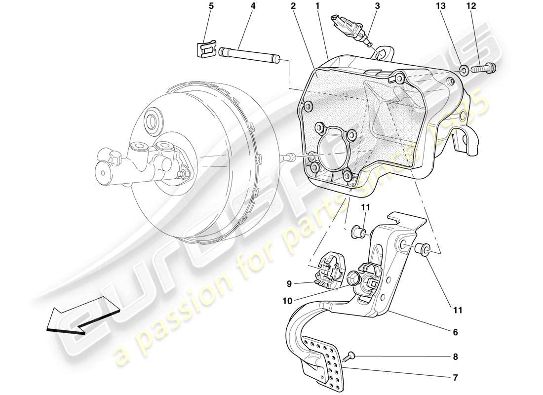 ferrari 599 gto (europe) pedal board part diagram