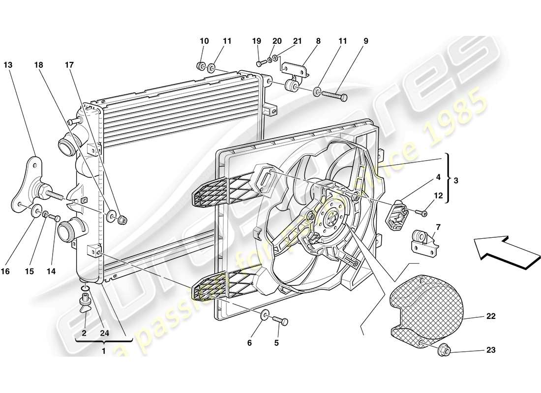 ferrari f430 coupe (usa) cooling system radiators part diagram