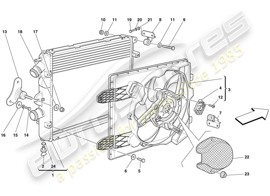 ferrari f430 spider (europe) cooling system radiators parts diagram
