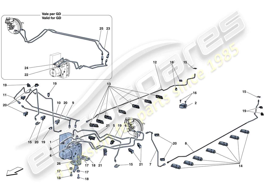 ferrari california t (europe) brake system parts diagram