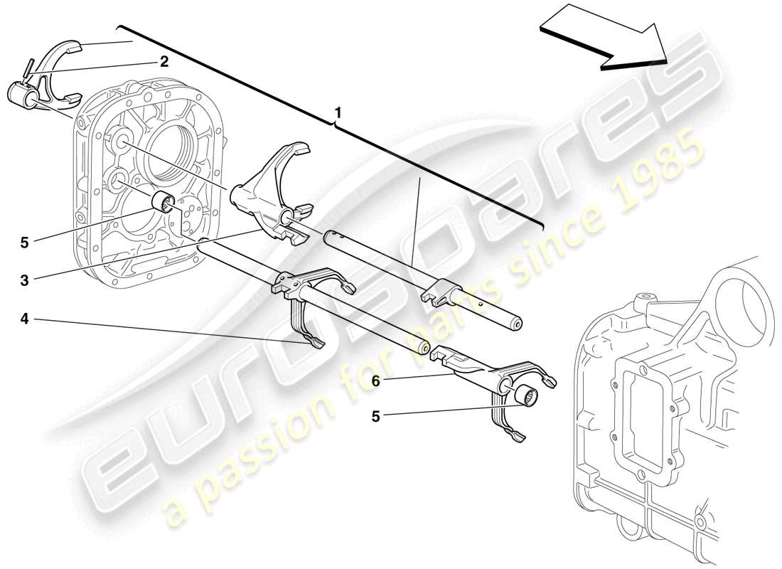 ferrari f430 scuderia (rhd) internal gearbox controls parts diagram