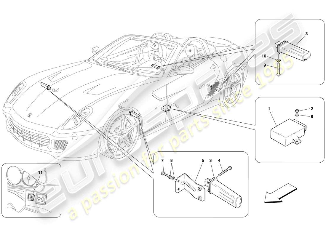 ferrari 599 sa aperta (usa) tyre pressure monitoring system part diagram