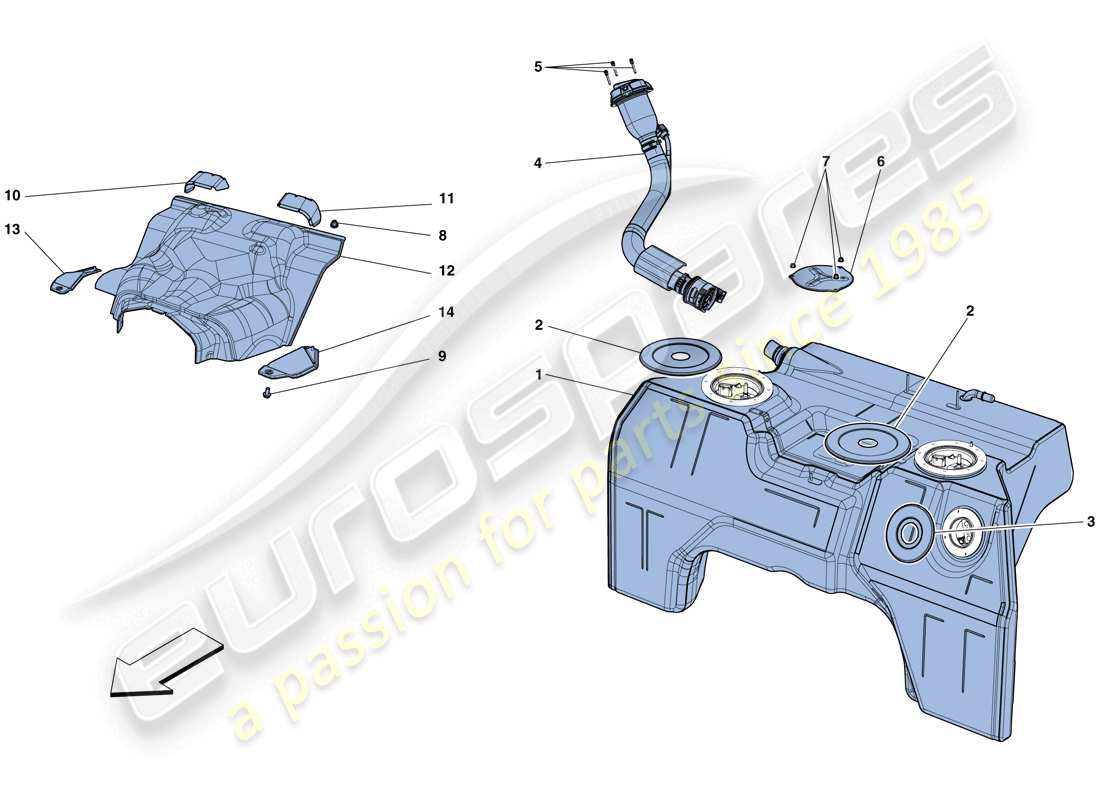 ferrari f12 berlinetta (rhd) fuel tank and filler neck parts diagram