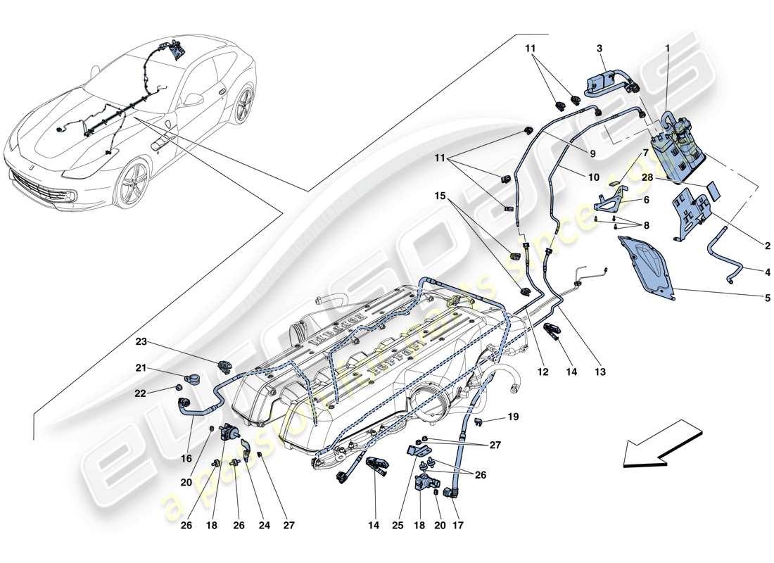 ferrari gtc4 lusso (rhd) evaporative emissions control system parts diagram