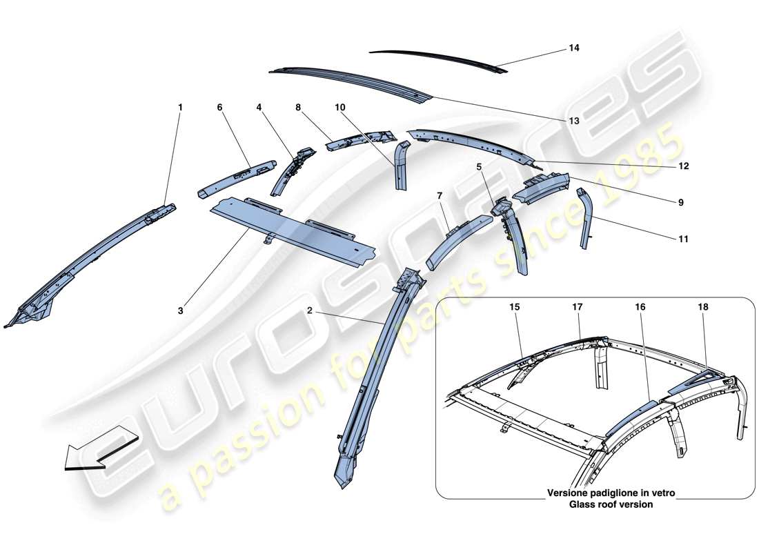 ferrari gtc4 lusso (rhd) greenhouse parts diagram