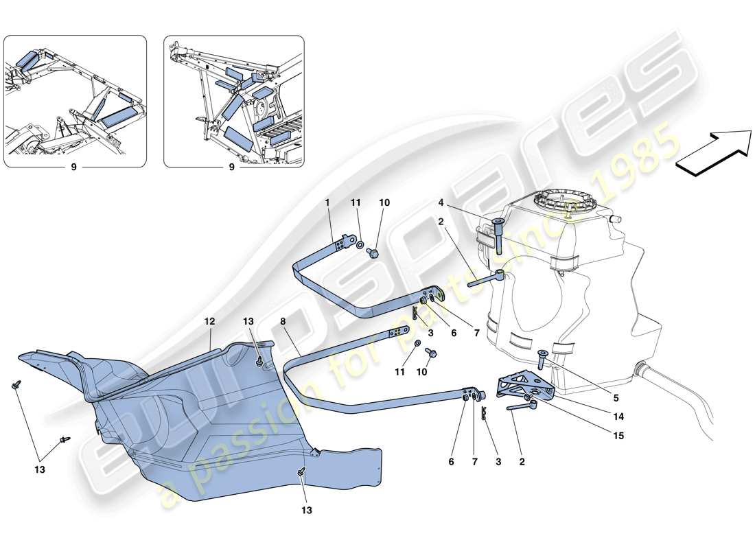 ferrari 458 italia (rhd) fuel tanks - fasteners and guards part diagram