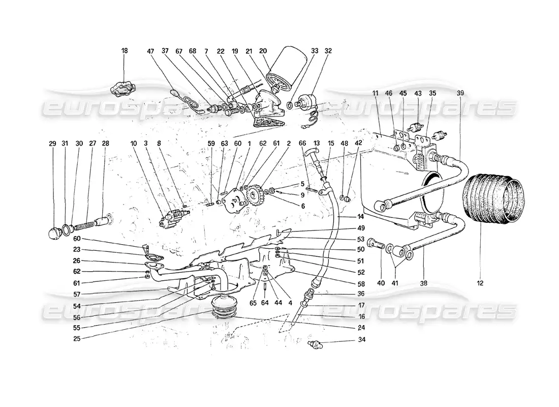 ferrari 208 turbo (1989) lubrication system parts diagram