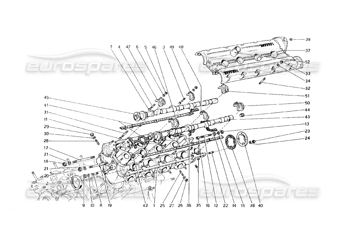 ferrari 308 gt4 dino (1979) cylinder head (left) parts diagram