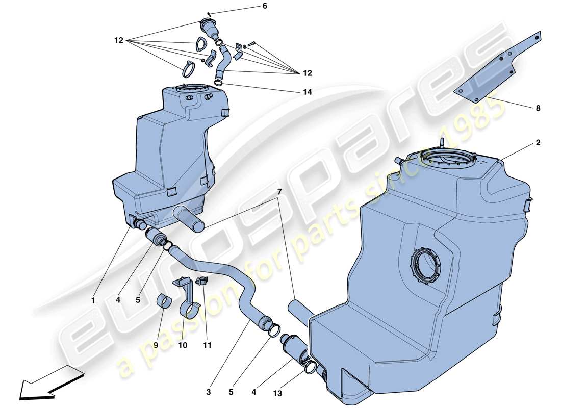 ferrari 458 speciale aperta (europe) fuel tanks and filler neck part diagram