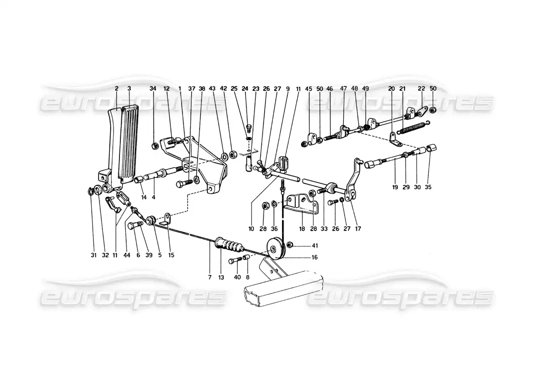 ferrari 246 dino (1975) throttle control parts diagram