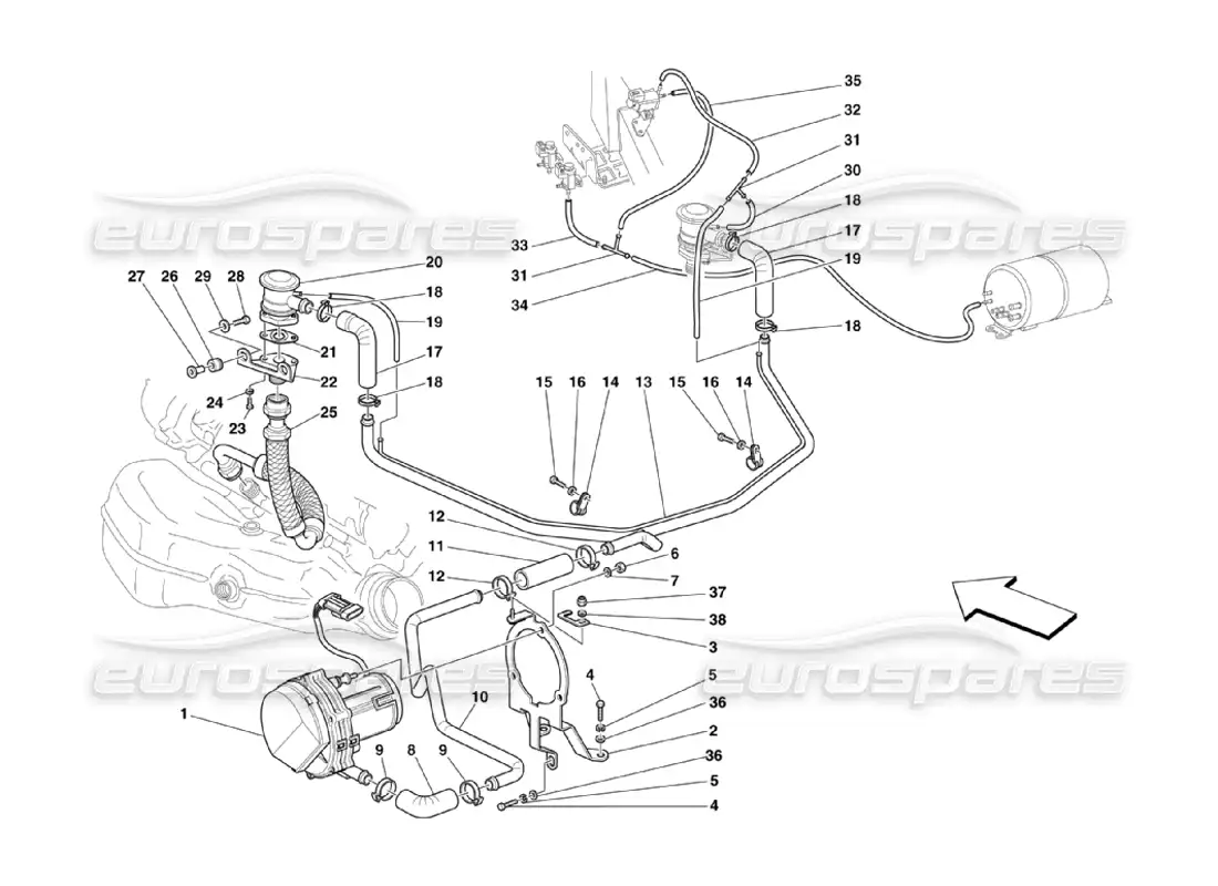 ferrari 360 challenge stradale secondary air system parts diagram