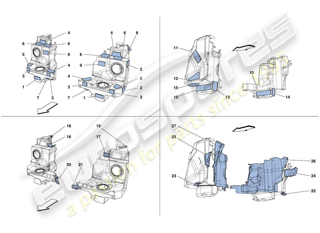 ferrari 488 spider (usa) fuel tanks - fasteners and guards part diagram