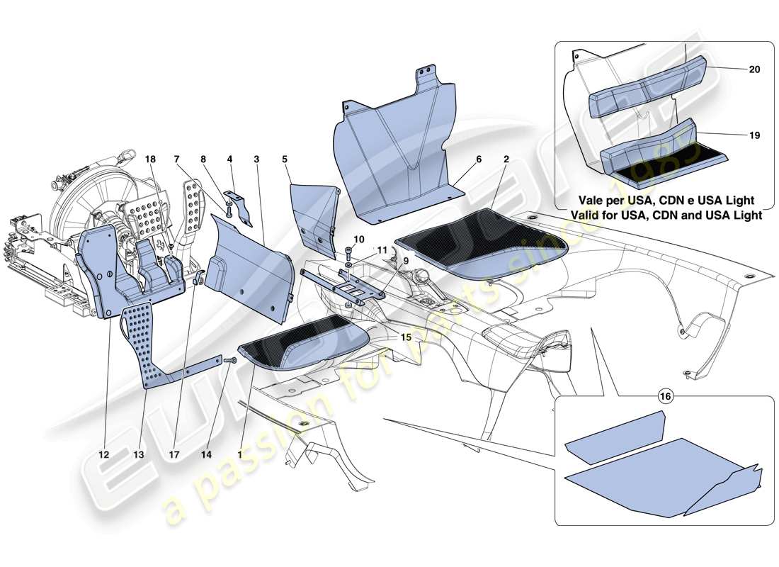 ferrari laferrari aperta (usa) passenger compartment mats part diagram