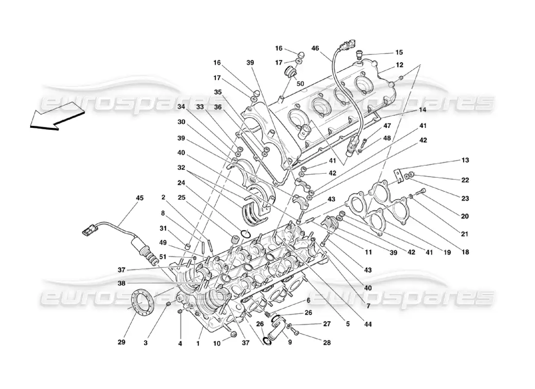 ferrari 360 challenge stradale lh cylinder head parts diagram