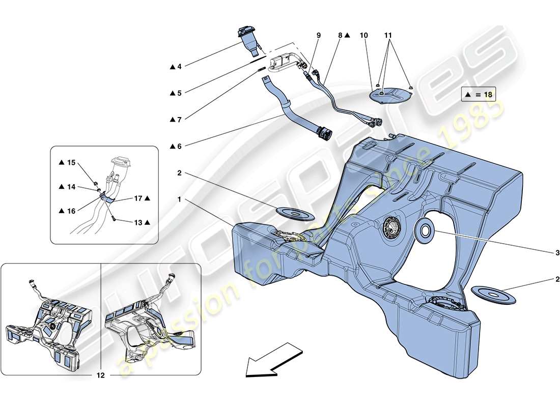 ferrari ff (europe) fuel tanks and filler neck part diagram