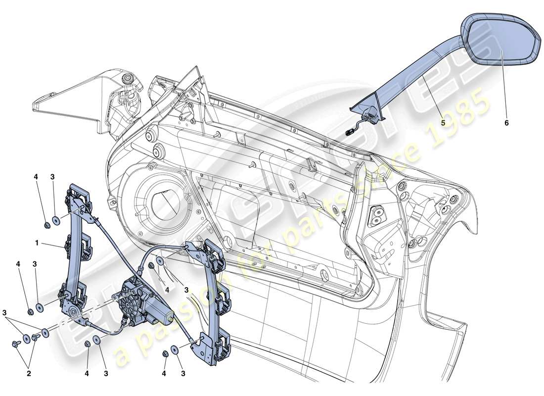 ferrari laferrari aperta (europe) doors - power window and rear view mirror part diagram