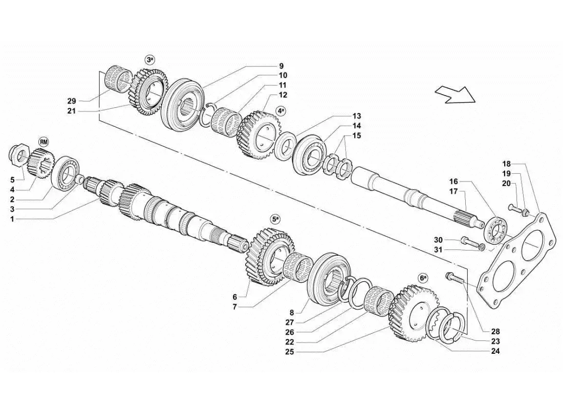 lamborghini gallardo sts ii sc main shaft parts diagram