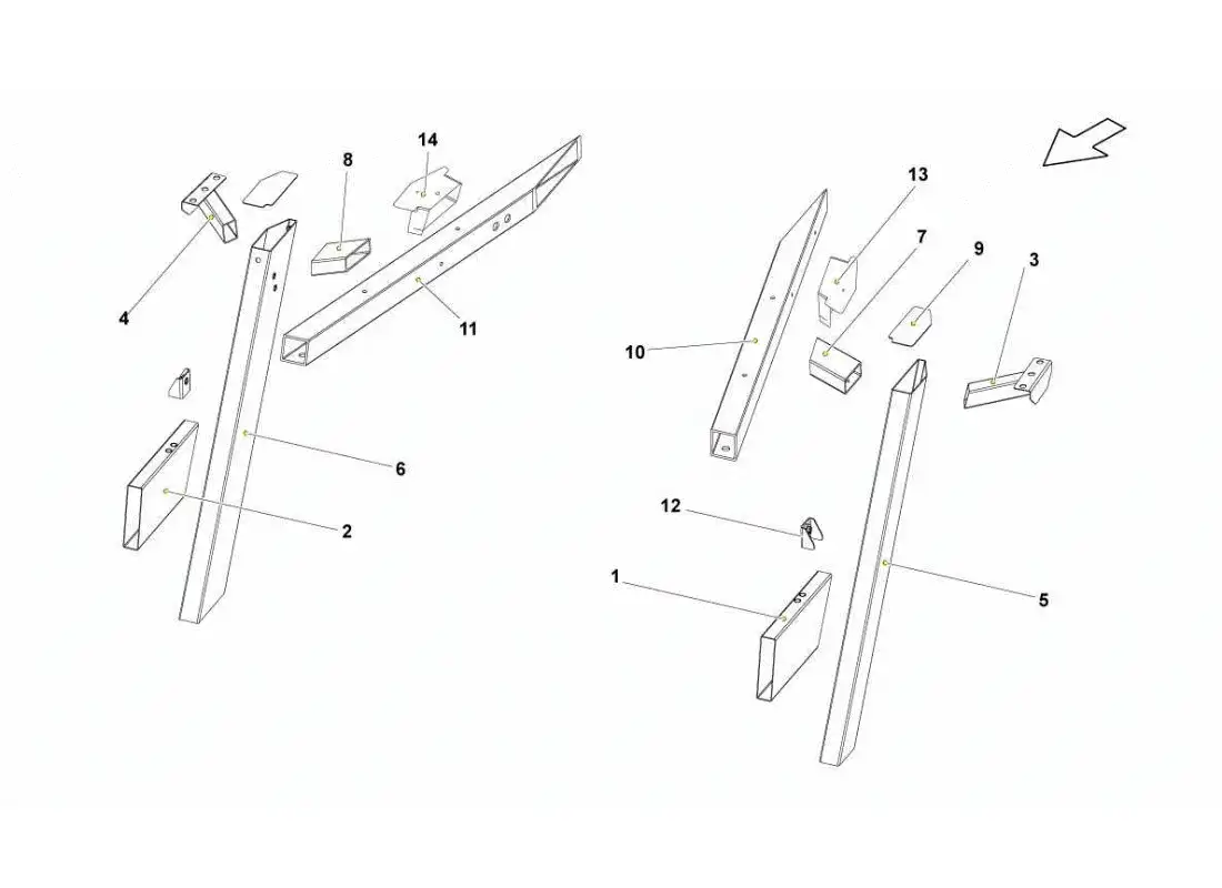 lamborghini gallardo sts ii sc rear frame elements parts diagram