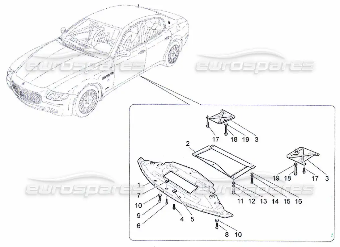maserati qtp. (2010) 4.7 underbody and underfloor guards parts diagram