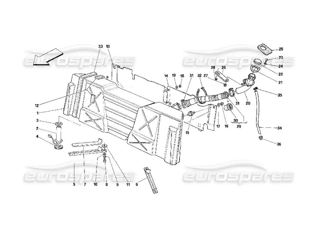 ferrari 348 (2.7 motronic) fuel tank parts diagram