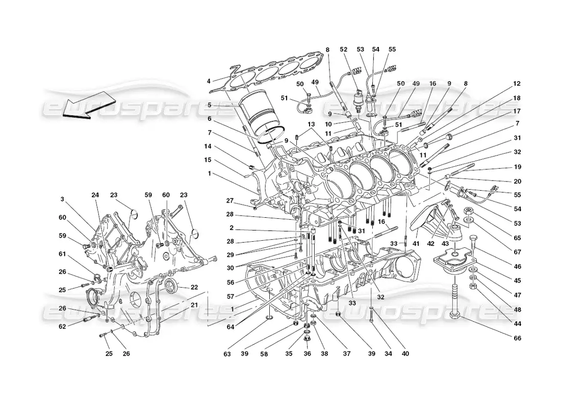ferrari 430 challenge (2006) crankcase parts diagram