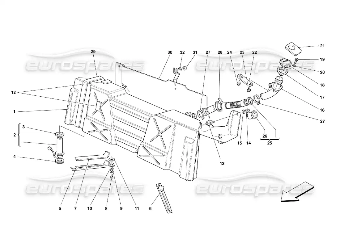 ferrari 355 (5.2 motronic) fuel tank parts diagram