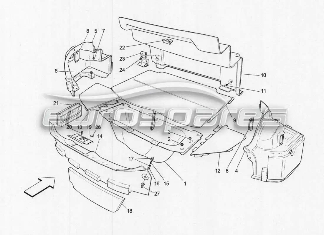 maserati grancabrio mc centenario trunk carpets parts diagram