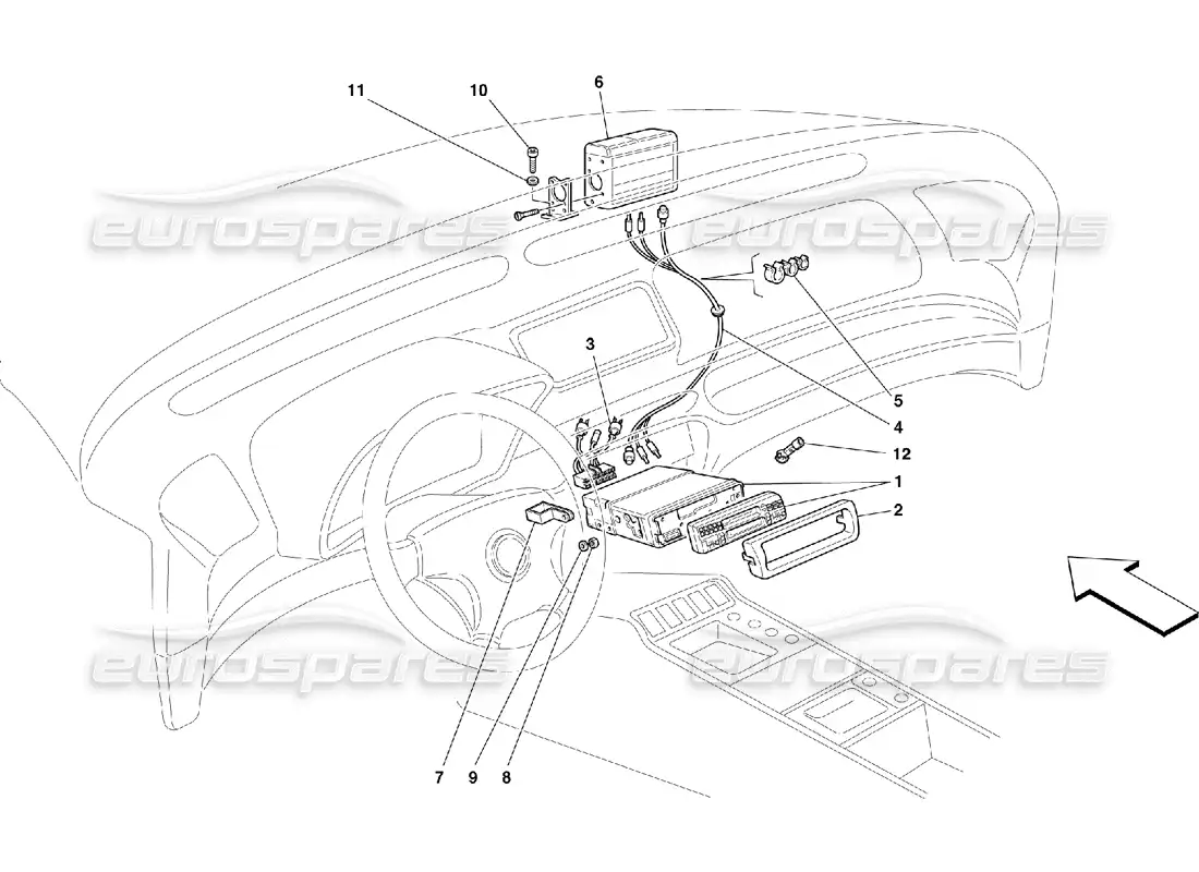 ferrari 355 (5.2 motronic) stereo equipment parts diagram