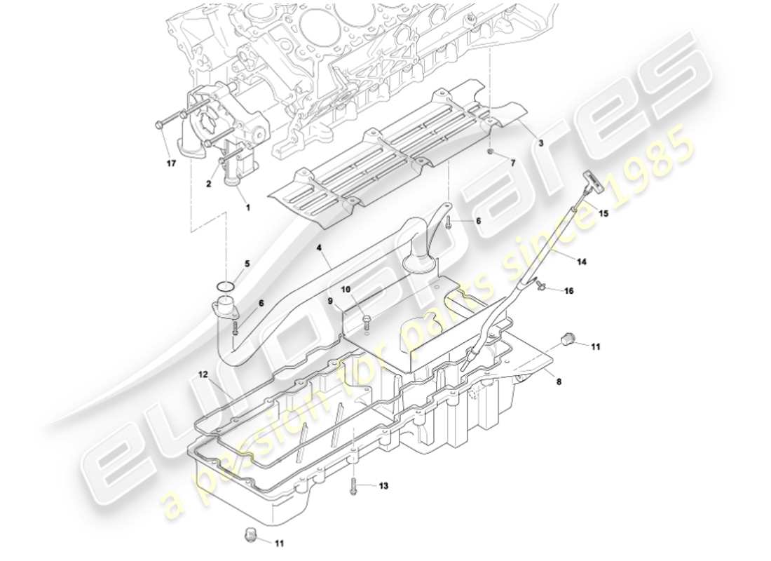 aston martin vanquish (2001) oil pump & sump parts diagram