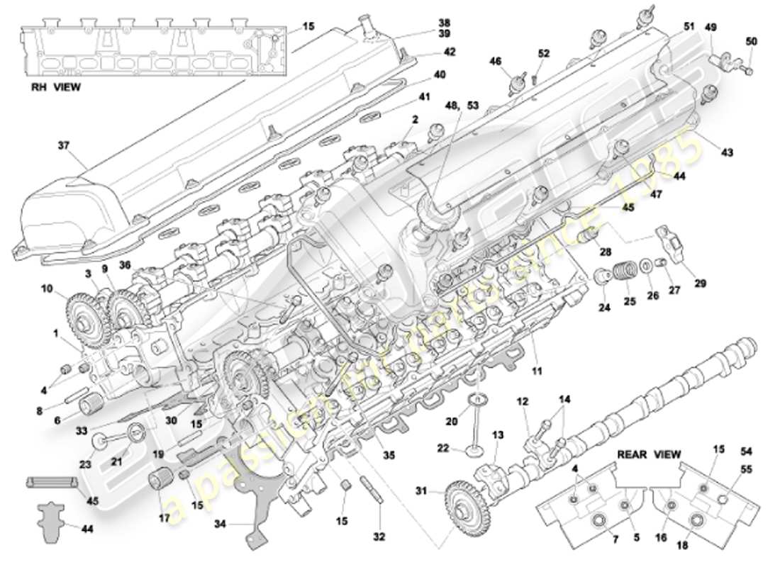 aston martin vanquish (2001) cylinder heads parts diagram
