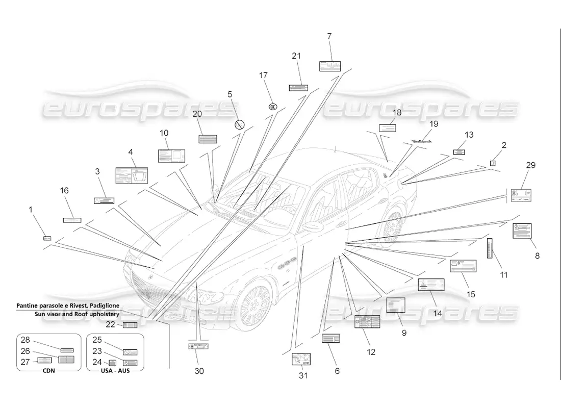 maserati qtp. (2006) 4.2 f1 stickers and labels parts diagram