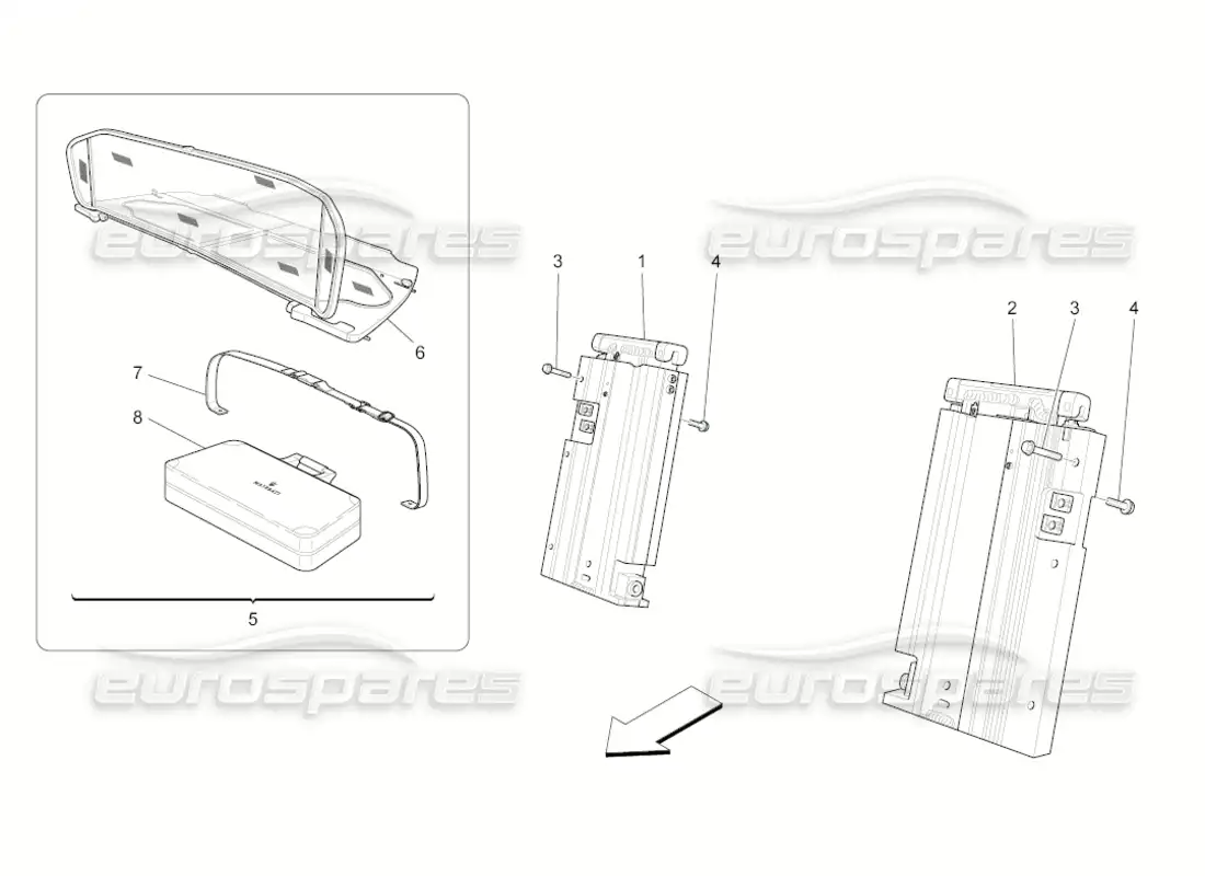 maserati grancabrio (2011) 4.7 electrical capote: roll bar and accessories parts diagram
