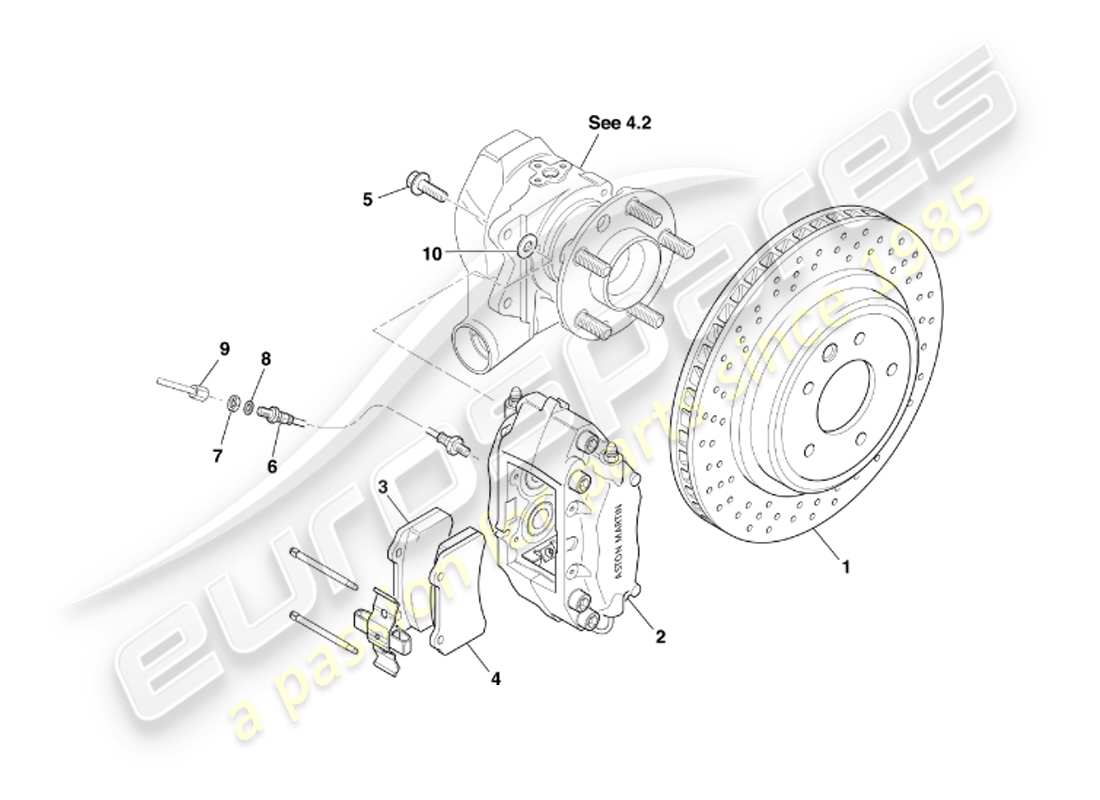 aston martin db7 vantage (2002) rear brakes part diagram