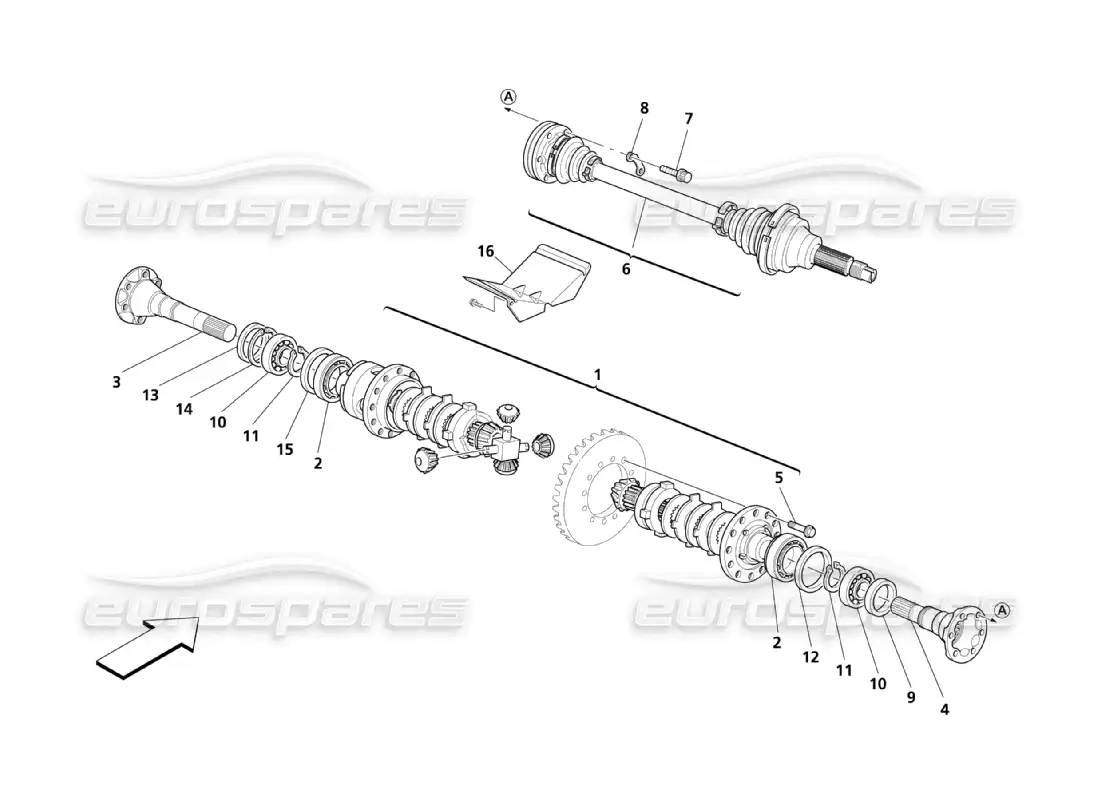 maserati qtp. (2003) 4.2 rear differential and axle shafts parts diagram